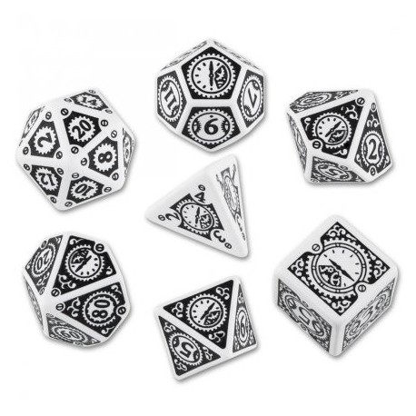 Würfelset Steampunk Clockwork White & black Dice Set (7)