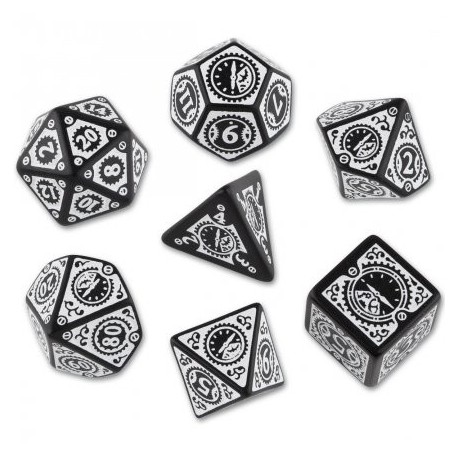 Würfelset Steampunk Clockwork White & black Dice Set (7)