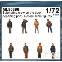 Submarine crew on the deck departing port