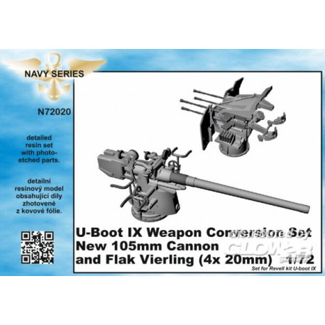 U-Boot IX Weapon Conversion set-new105mm cannon a.Flak Vierling f.Revell kit