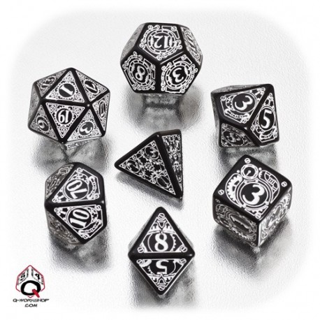 Steampunk Dice White/Black (7)