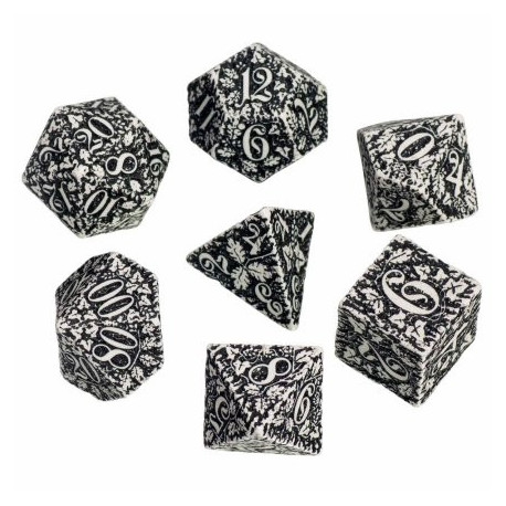 Forest 3D White & black Dice Set (7)