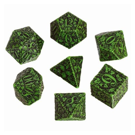 Forest 3D Green & black Dice Set (7)