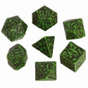 Forest 3D Green & black Dice Set (7)