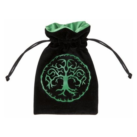 Forest Black & Green Velour Dice Bag