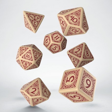 Viking Beige & Burgundy Dice Set (7)