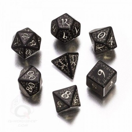 Elvish Dice Black/Glow-in-the-Dark (7)