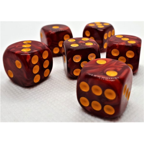 Würfelset D6 Pearl: Red/Gold (12)