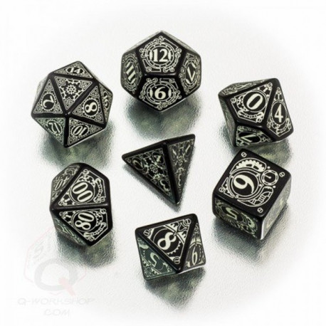 Steampunk Dice Black/Glow-in-the-Dark (7 Stk.)