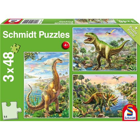 Puzzle Abenteuer mit den Dinosauriern 3x48T