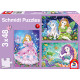 Puzzle Prinzessin, Fee, Meerjungfrau 3x48T