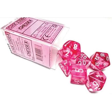 chx23084 Translucent Polyhedral Pink white 7-Die Set