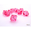 CHX23284 Transculent Pink/white Set of Ten D10 Dice