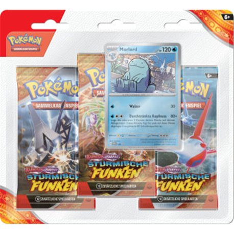 PKM Pokemon KP08 Stürmische Funken 3 Pack Blister Deutsch